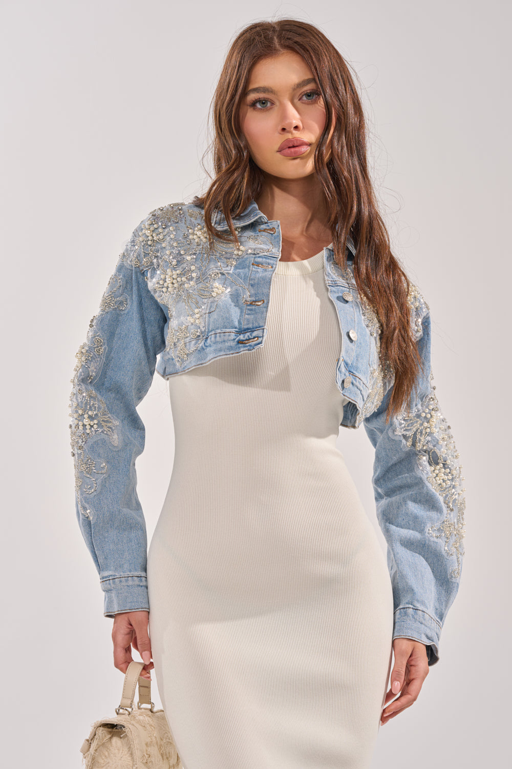 BILLIONAIRE BELLE EMBELLISHED DENIM JACKET