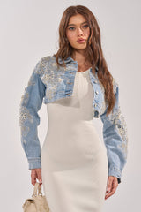 BILLIONAIRE BELLE EMBELLISHED DENIM JACKET