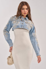 BILLIONAIRE BELLE EMBELLISHED DENIM JACKET