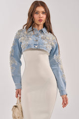 BILLIONAIRE BELLE EMBELLISHED DENIM JACKET