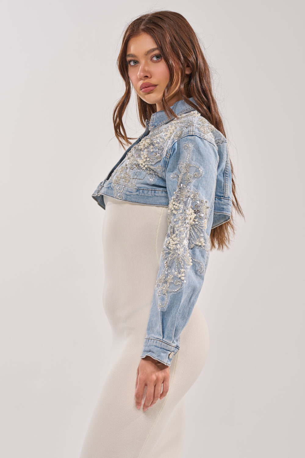 BILLIONAIRE BELLE EMBELLISHED DENIM JACKET