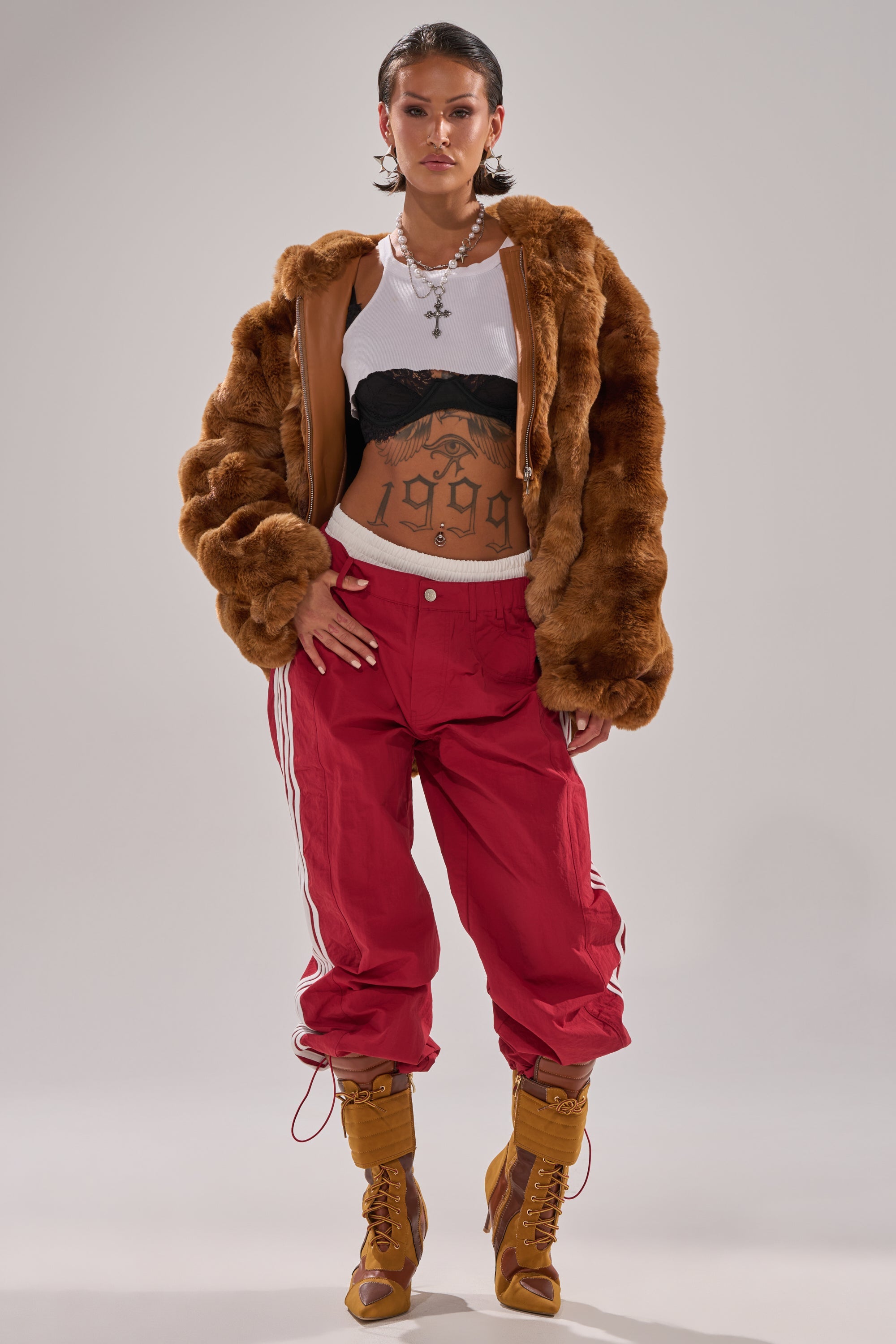 DENNIS TRACK PANT IN BURGUNDY