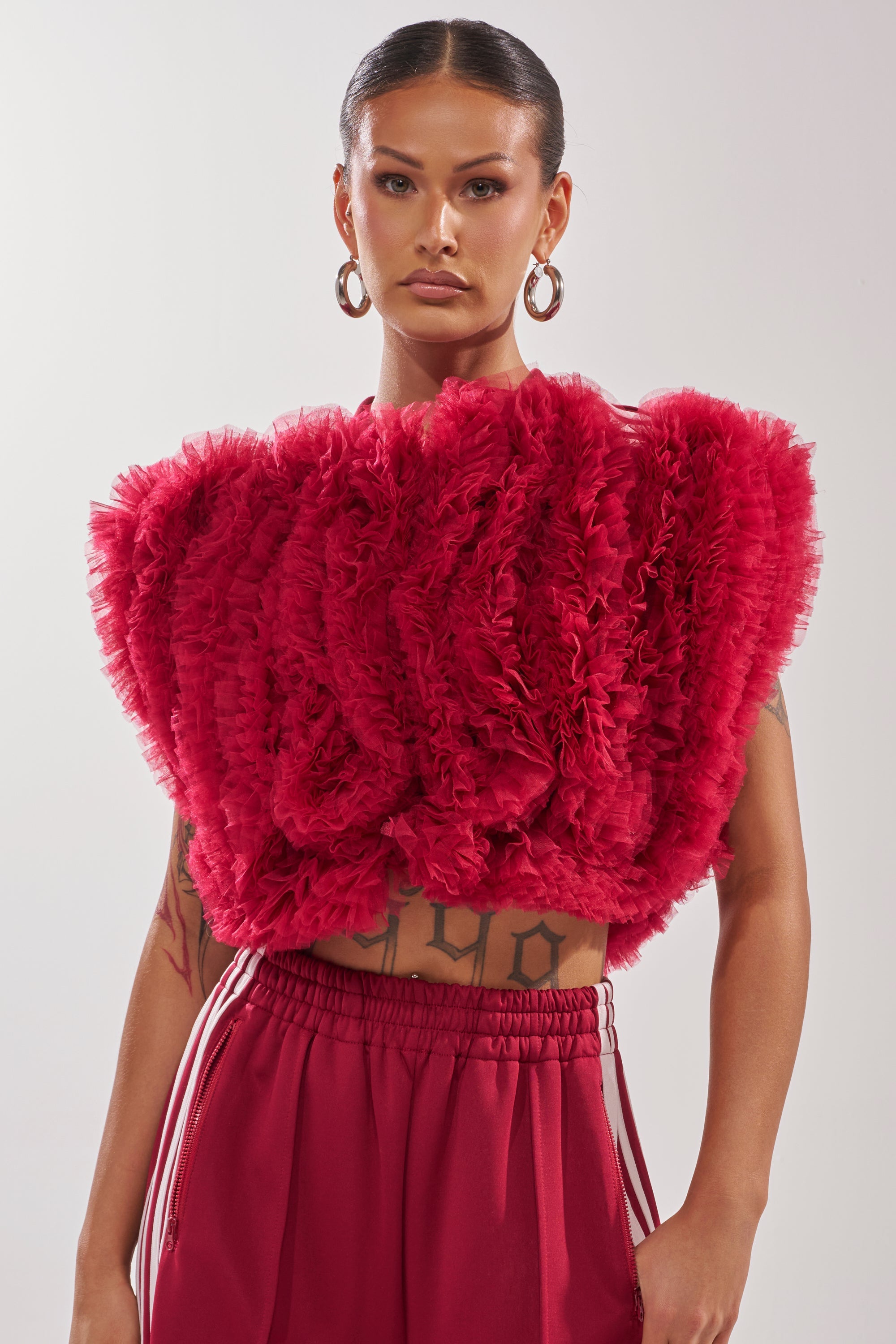 MODERN JAM SWEATSHIRT WITH TULLE IN BURGUNDY