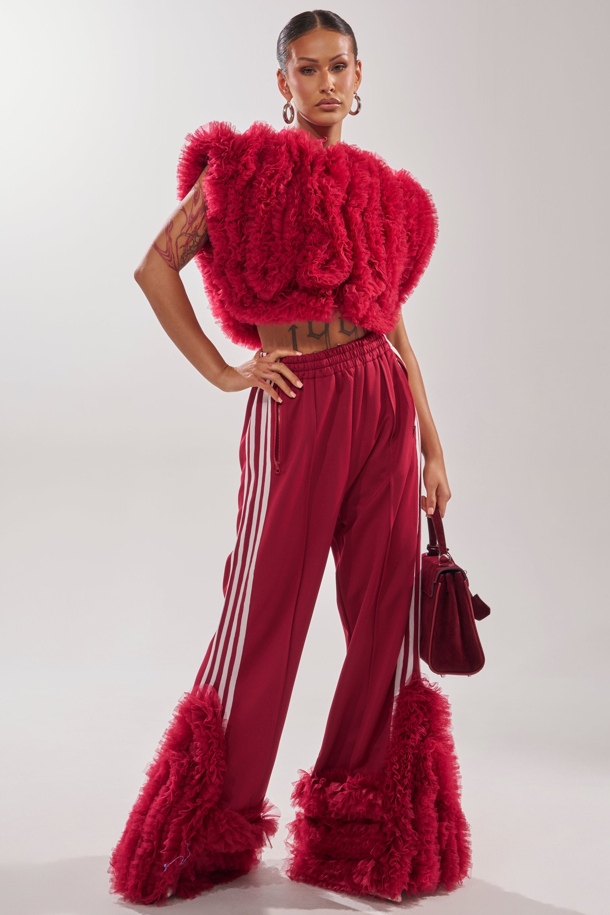 MODERN JAM SWEATSHIRT WITH TULLE IN BURGUNDY