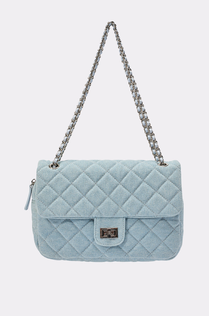 BLUE JEAN BABY DENIM QUILTED PURSE