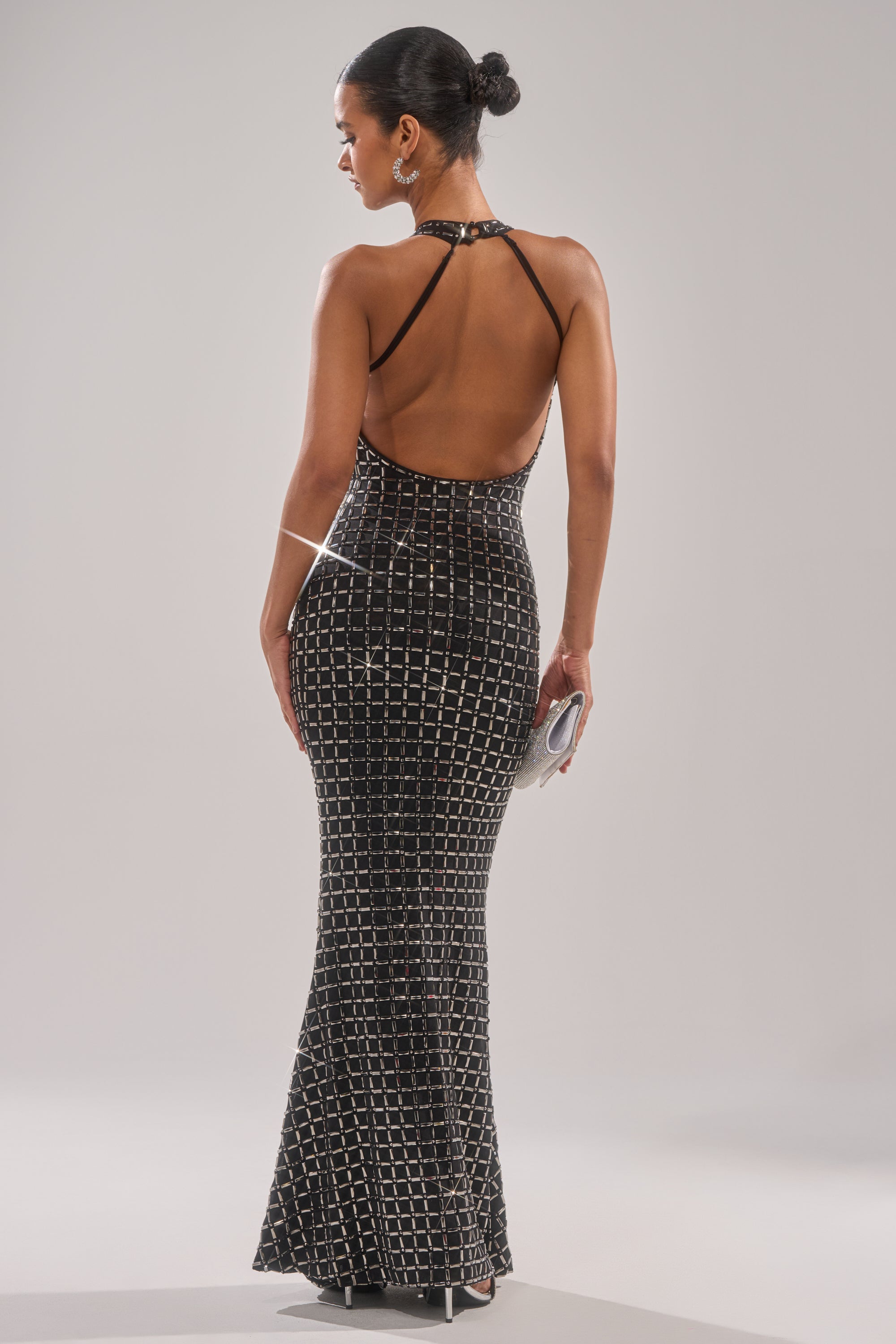 DRESSED UP WITH NOWHERE TO GO RHINESTONE MAXI DRESS