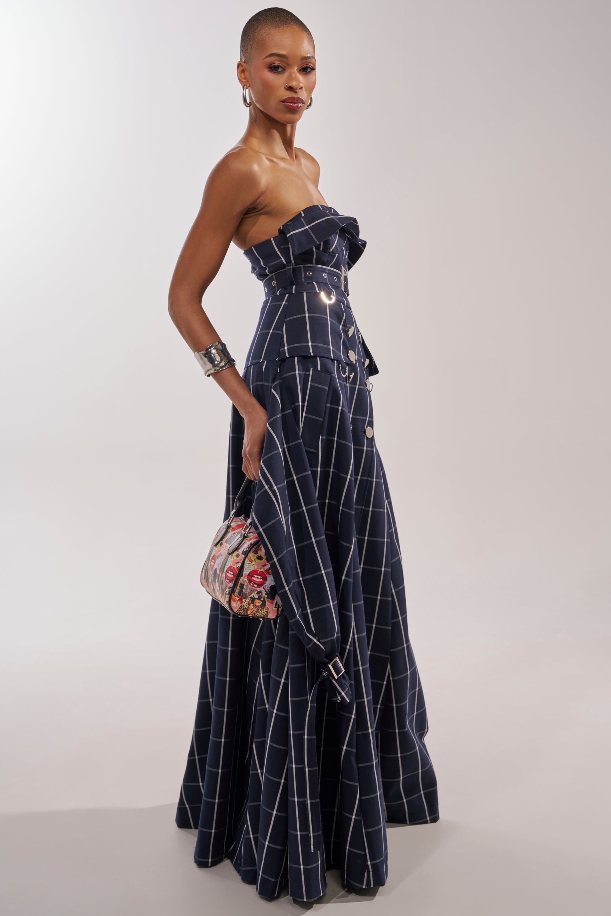 DOWN TO BUSINESS PLAID MAXI DRESS