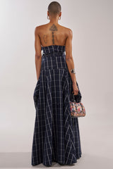 DOWN TO BUSINESS PLAID MAXI DRESS