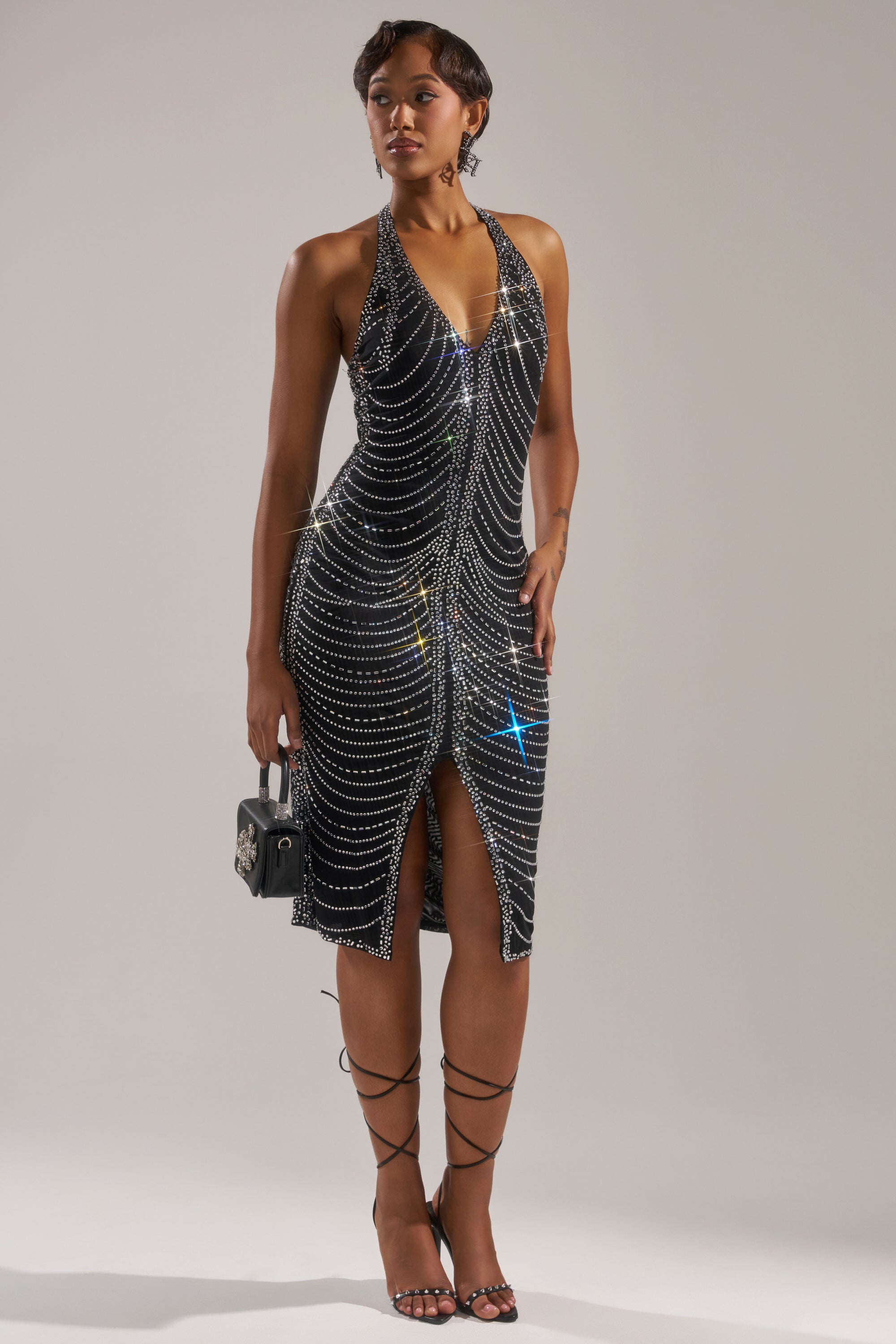 LANA RHINESTONE MIDI DRESS