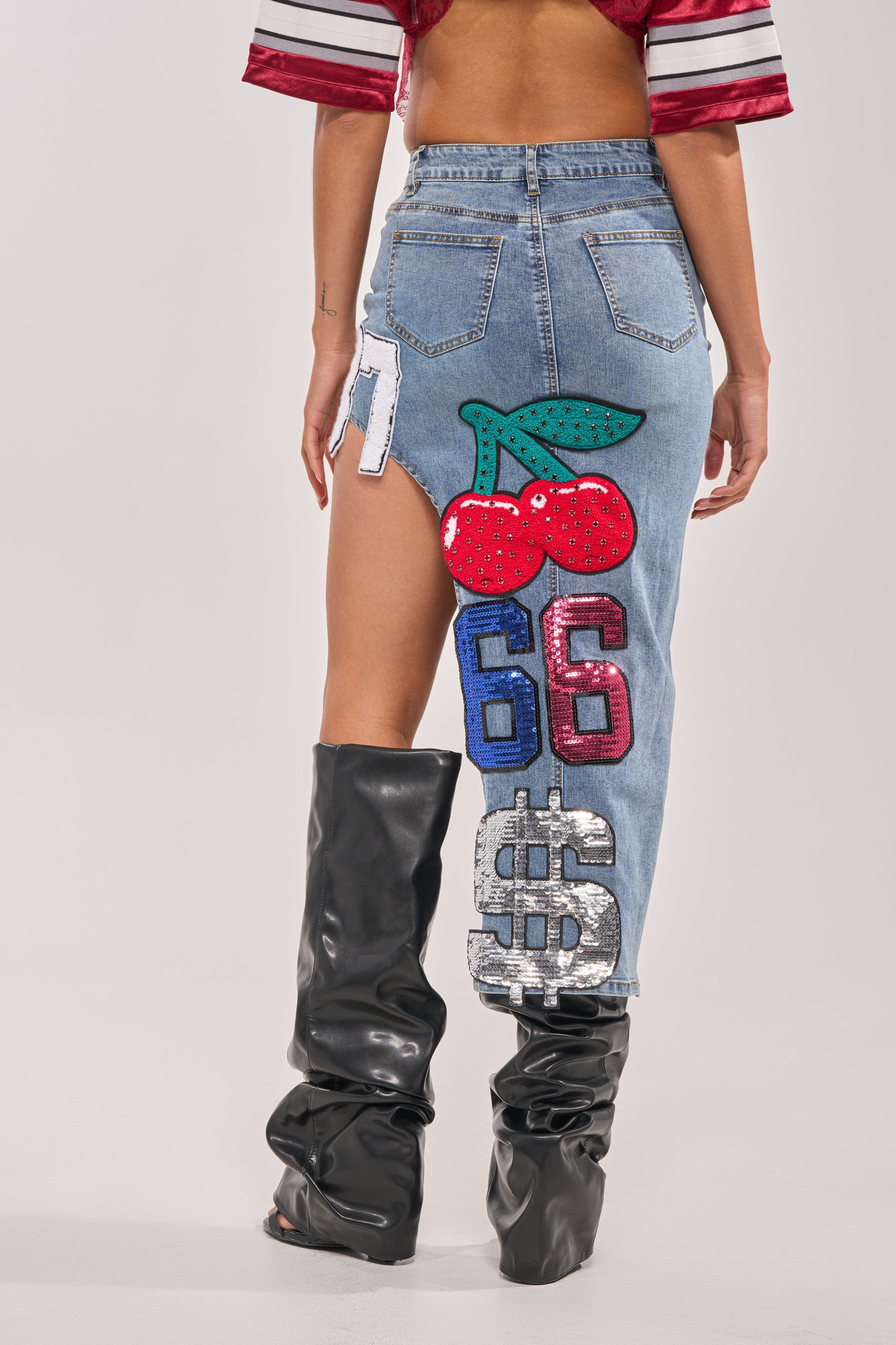RAIDERS DENIM MAXI SKIRT