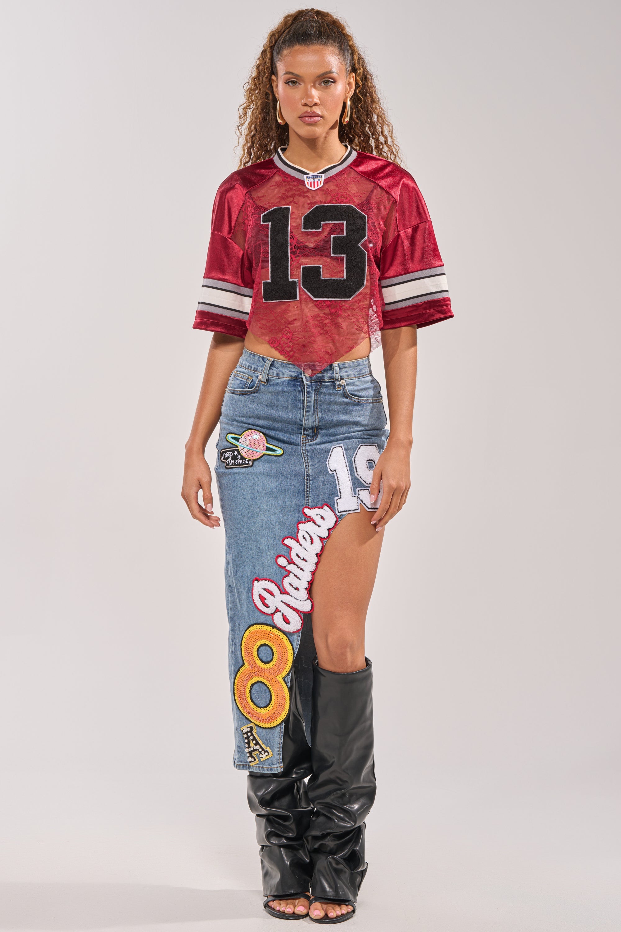 RAIDERS DENIM MAXI SKIRT