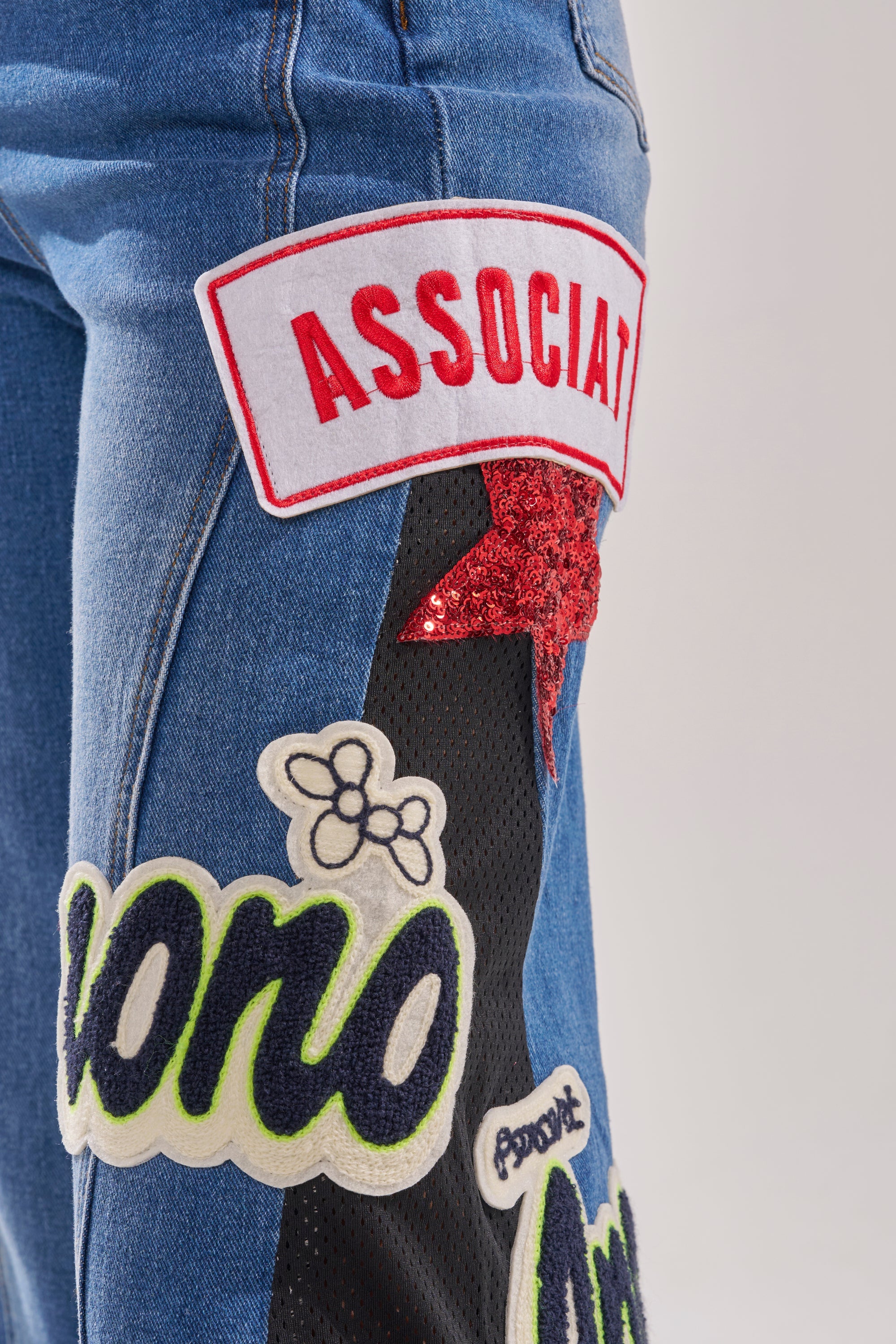 NOT SORRY PATCHWORK DENIM JEANS