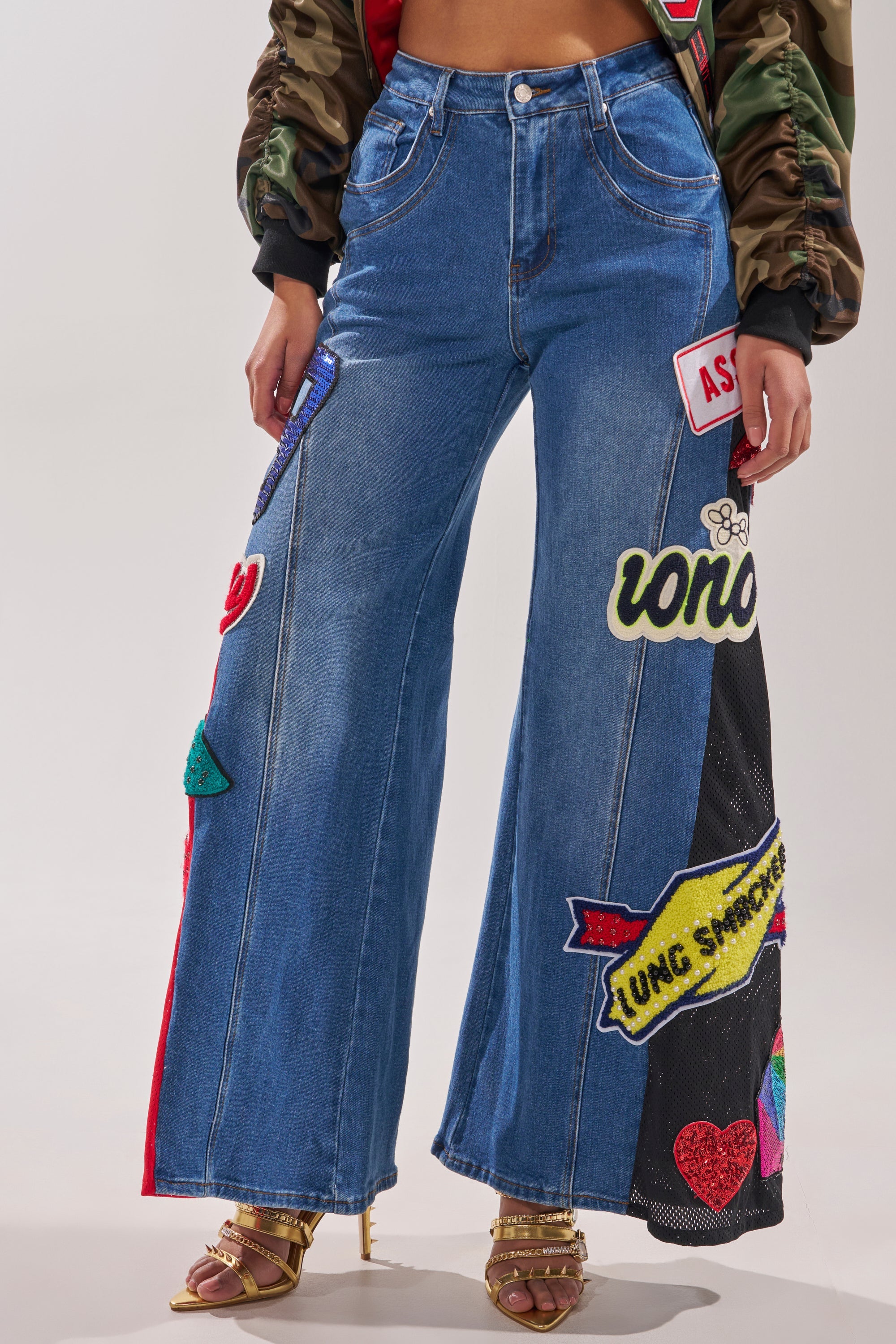 NOT SORRY PATCHWORK DENIM JEANS