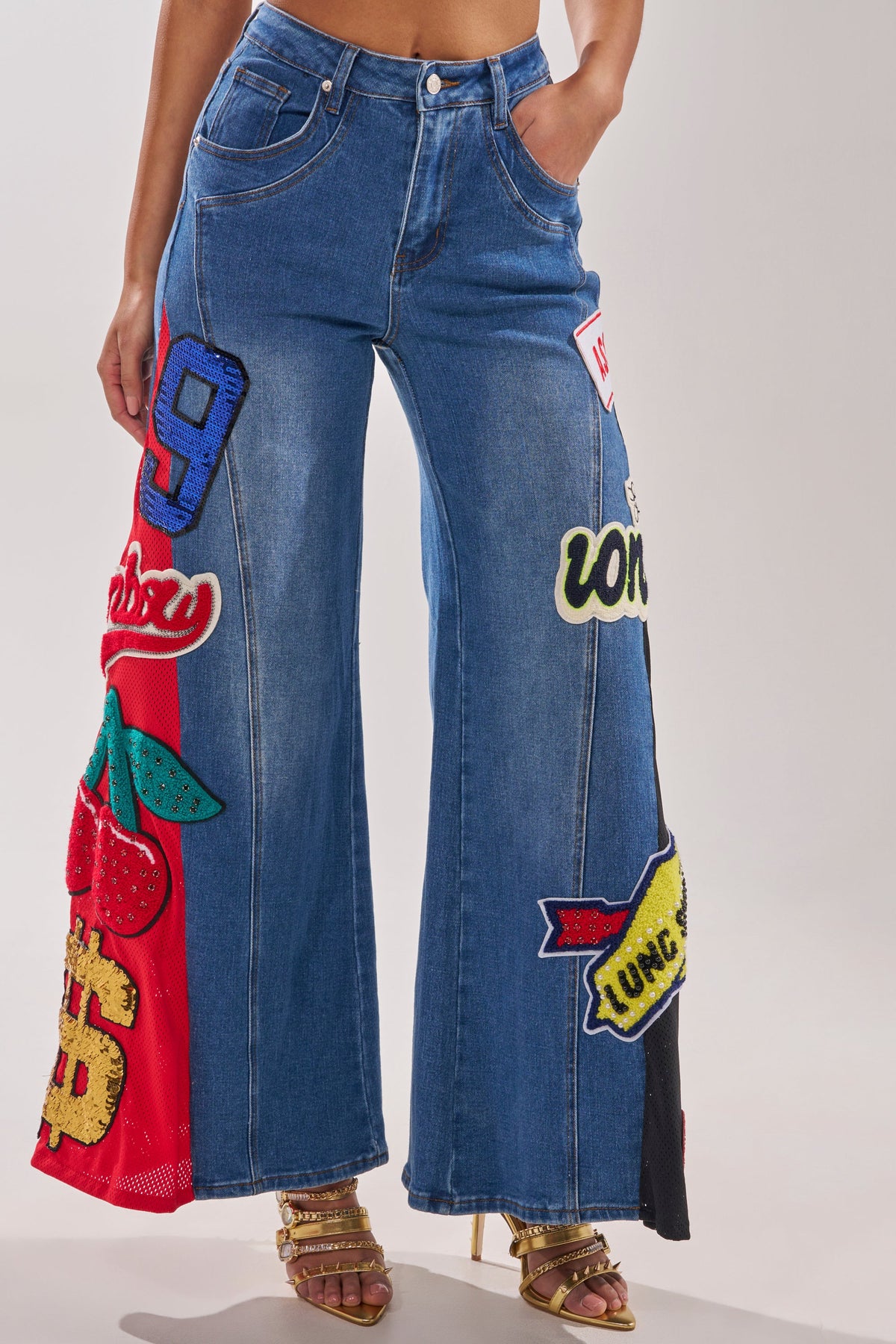NOT SORRY PATCHWORK DENIM JEANS
