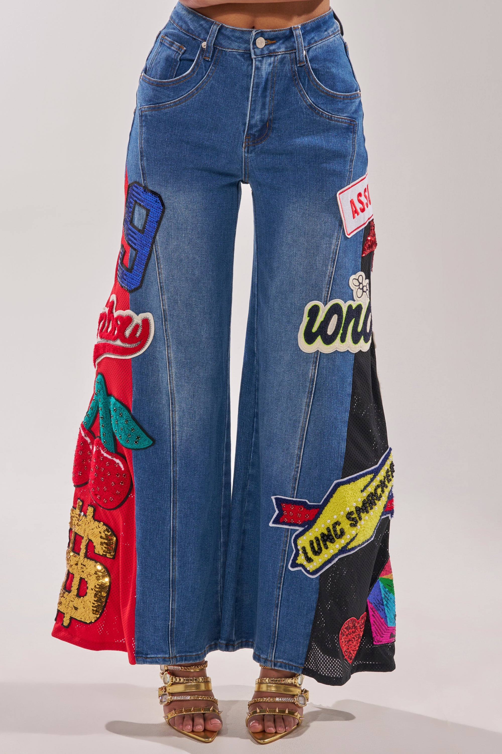 NOT SORRY PATCHWORK DENIM JEANS