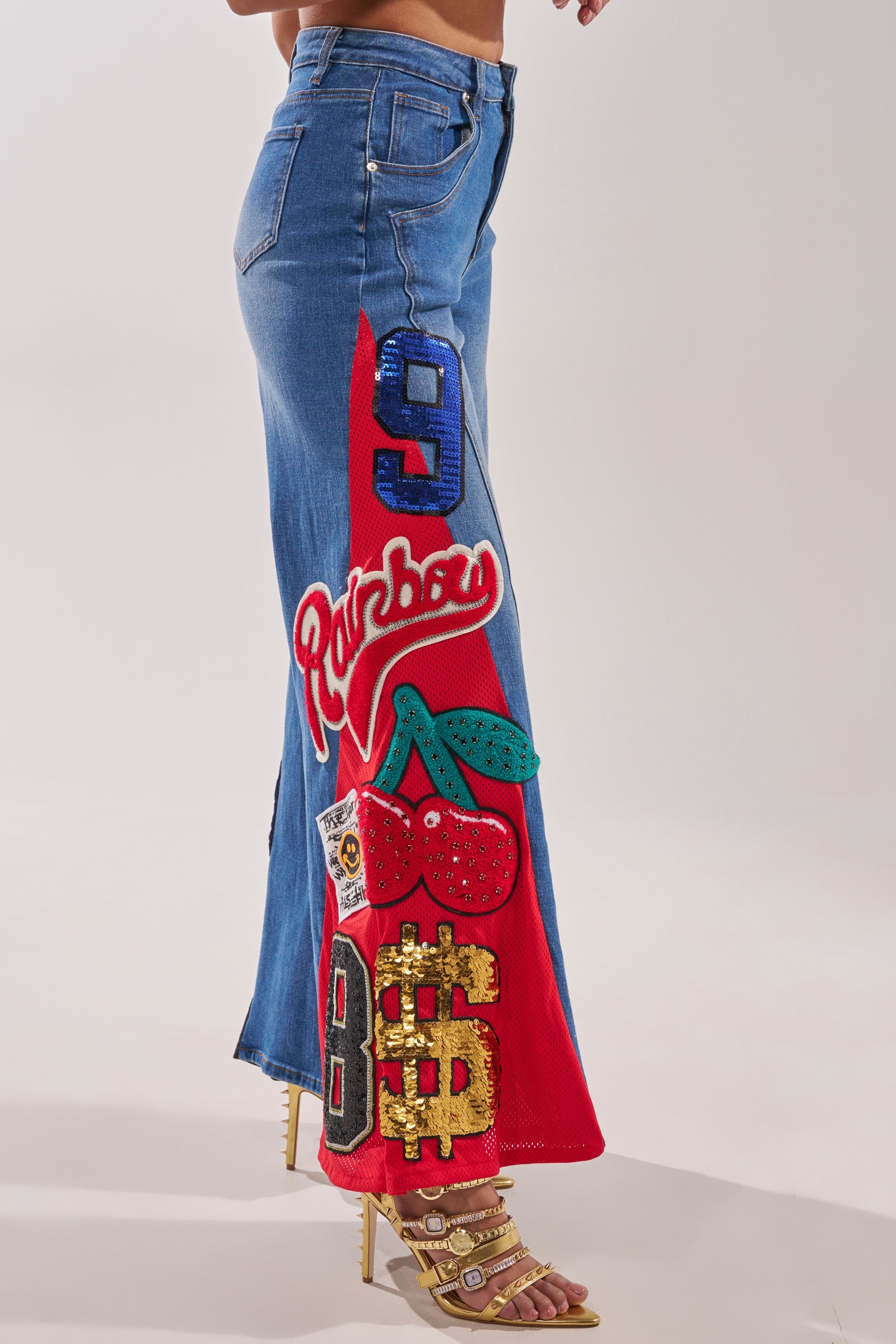 NOT SORRY PATCHWORK DENIM JEANS