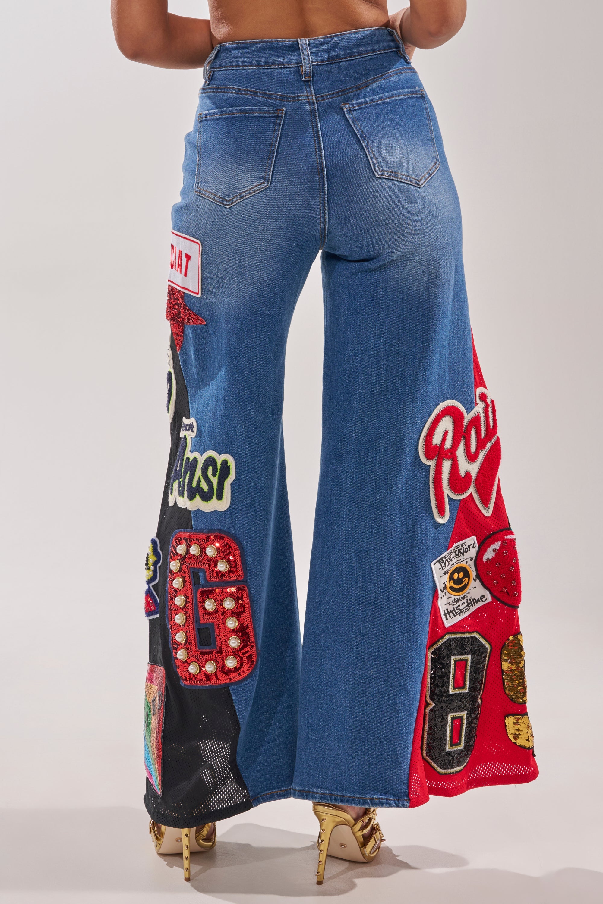 NOT SORRY PATCHWORK DENIM JEANS