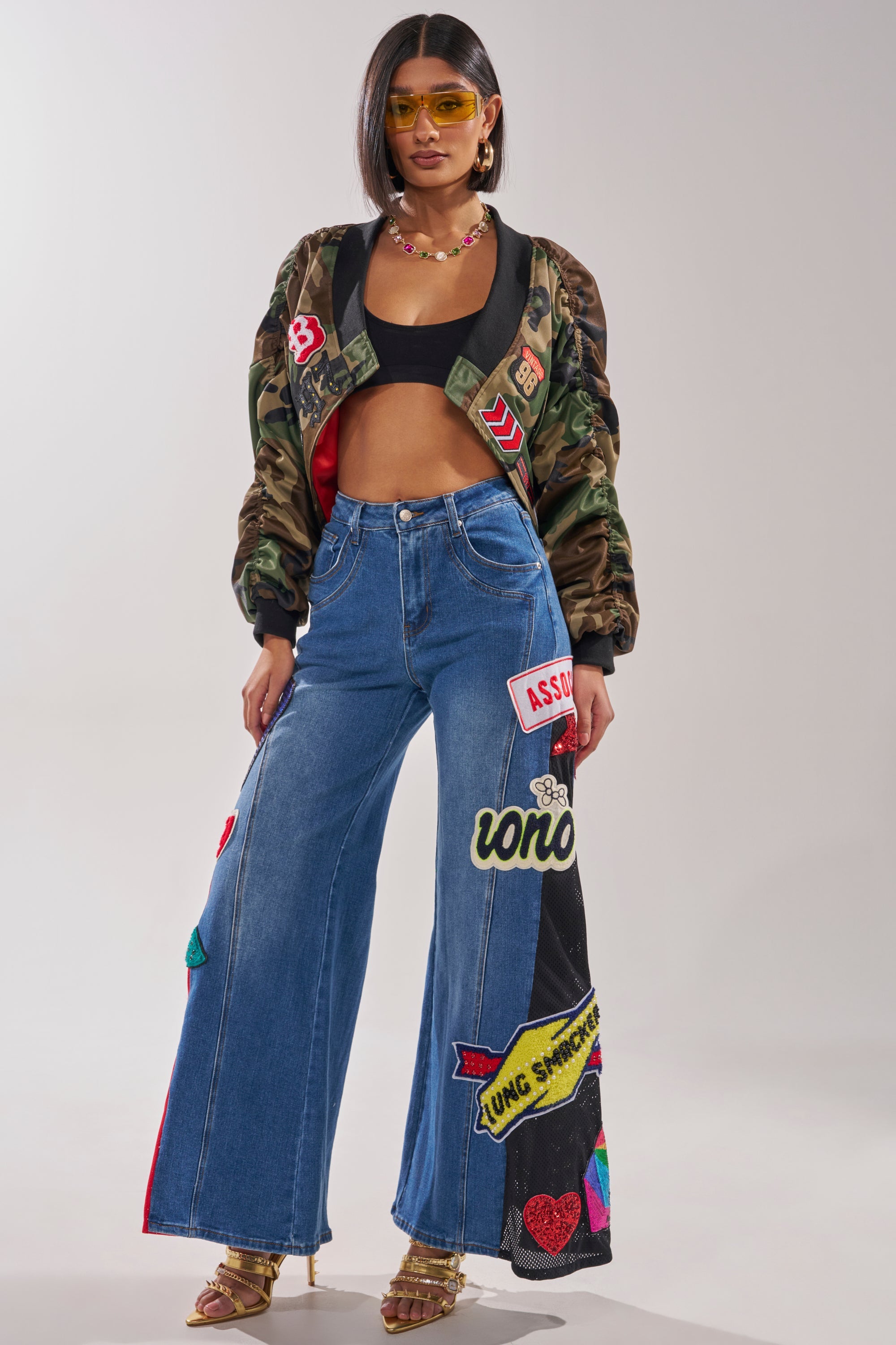 NOT SORRY PATCHWORK DENIM JEANS