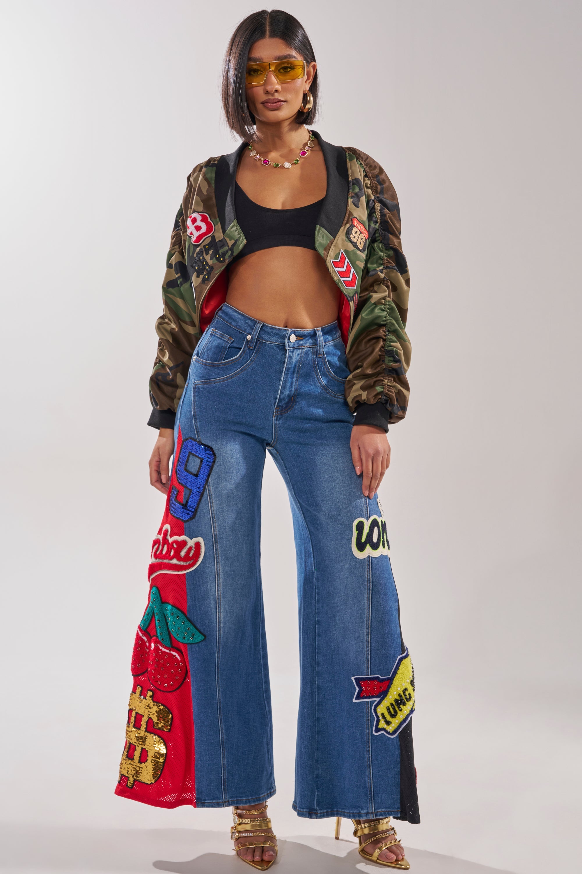 NOT SORRY PATCHWORK DENIM JEANS
