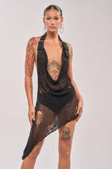 MAKE A MESS KNIT MINI DRESS IN BLACK
