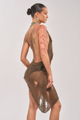 MAKE A MESS KNIT MINI DRESS IN OLIVE