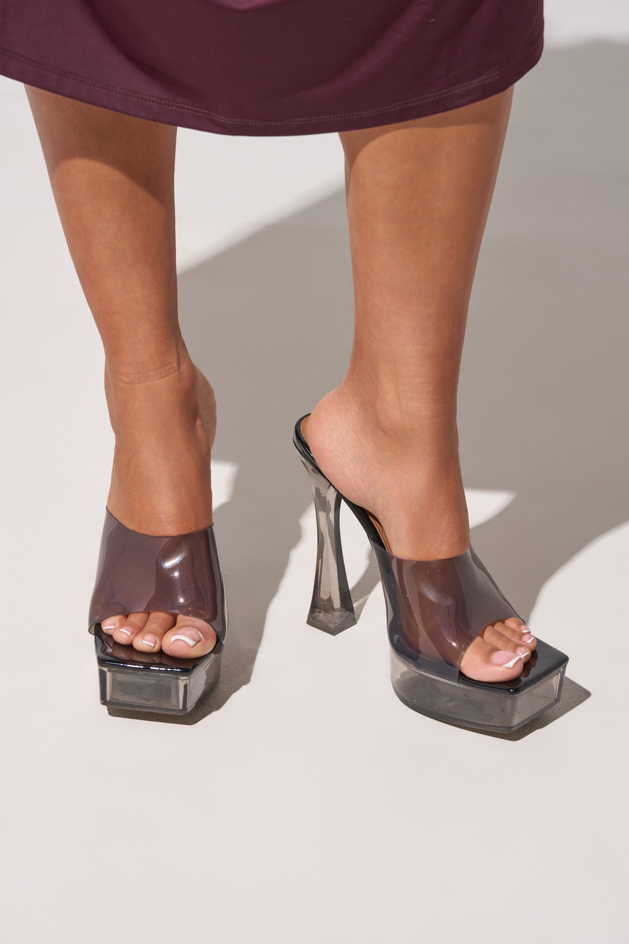 AKIRA ALEXUS SMOKE PVC CHUNKY SLIP ON SANDAL