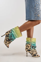 AKIRA GOLD ALMOST MULTI OMBRE LEOPARD OPEN TOE BOOTIE