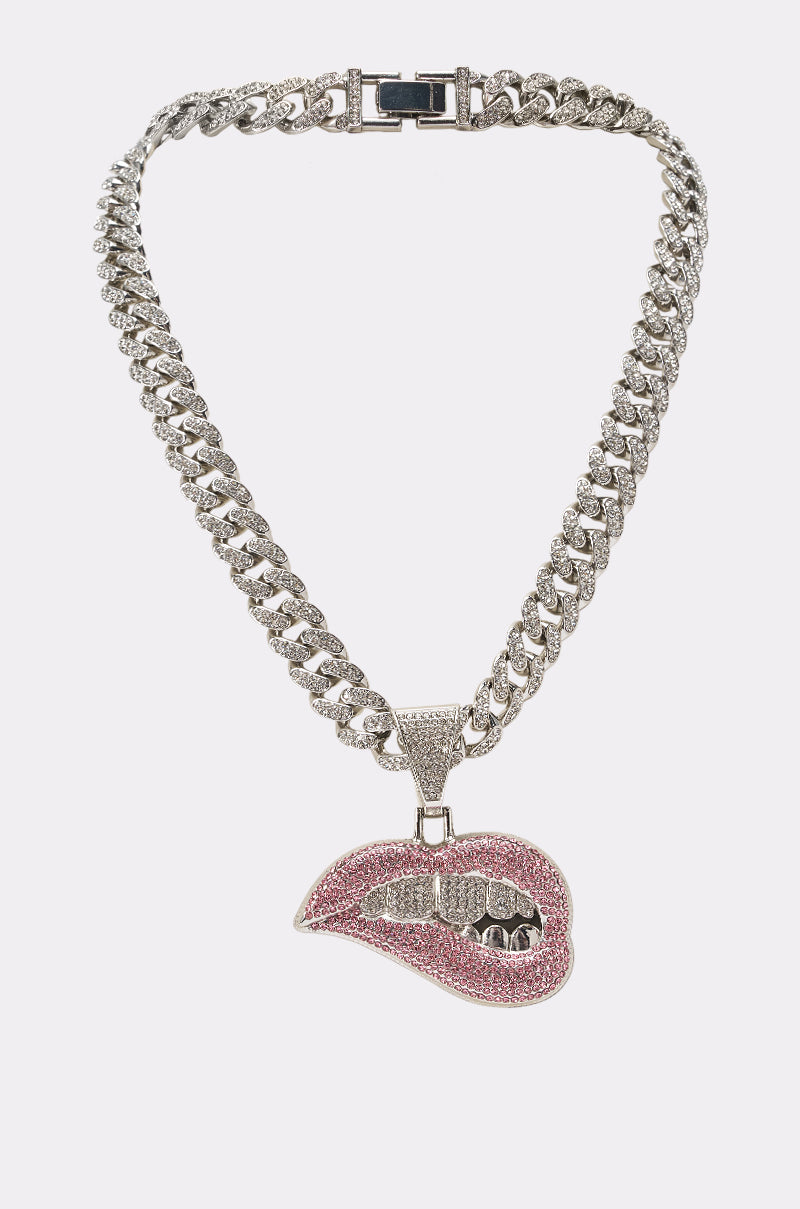 BITE ME STATEMENT PENDANT AND CHAIN