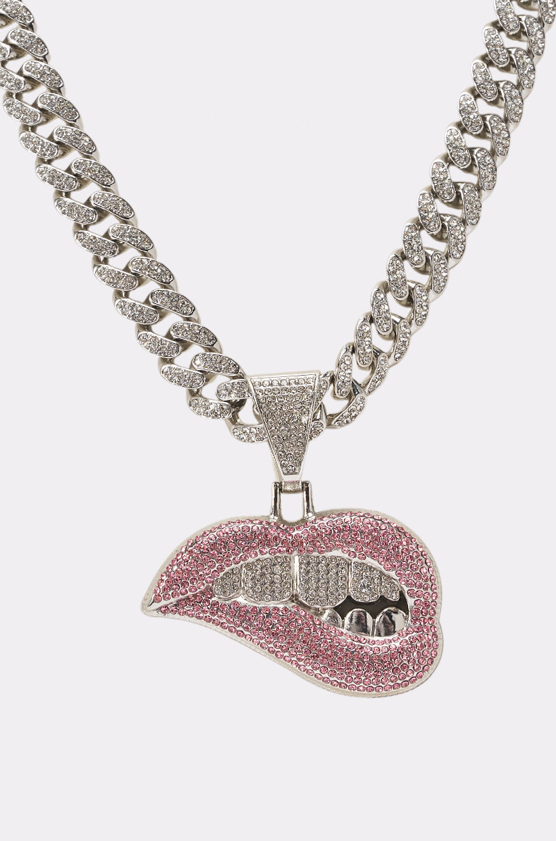 BITE ME STATEMENT PENDANT AND CHAIN