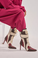 AZALEA WANG AMADA BROWN SPORTY STILETTO BOOTIE