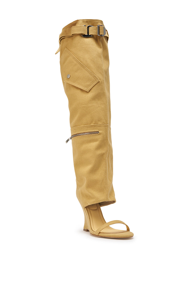 AZALEA WANG ANOUK KHAKI SPORT WEDGE BOOT