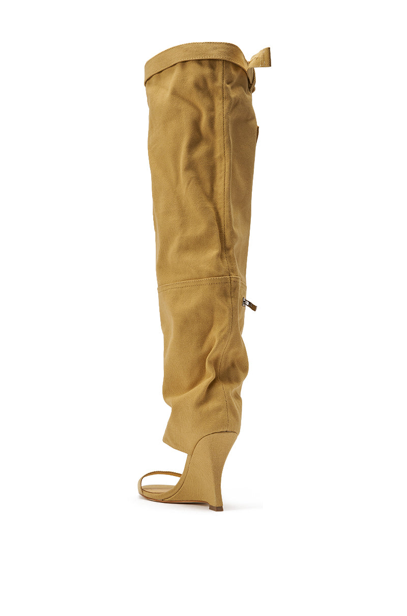 AZALEA WANG ANOUK KHAKI SPORT WEDGE BOOT
