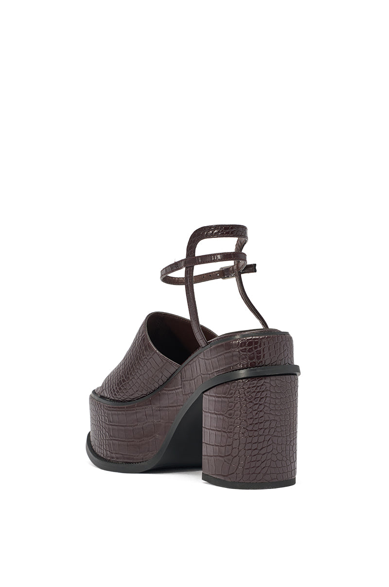AZALEA WANG ANTEHLMINE BROWN CROC PLATFORM SANDAL