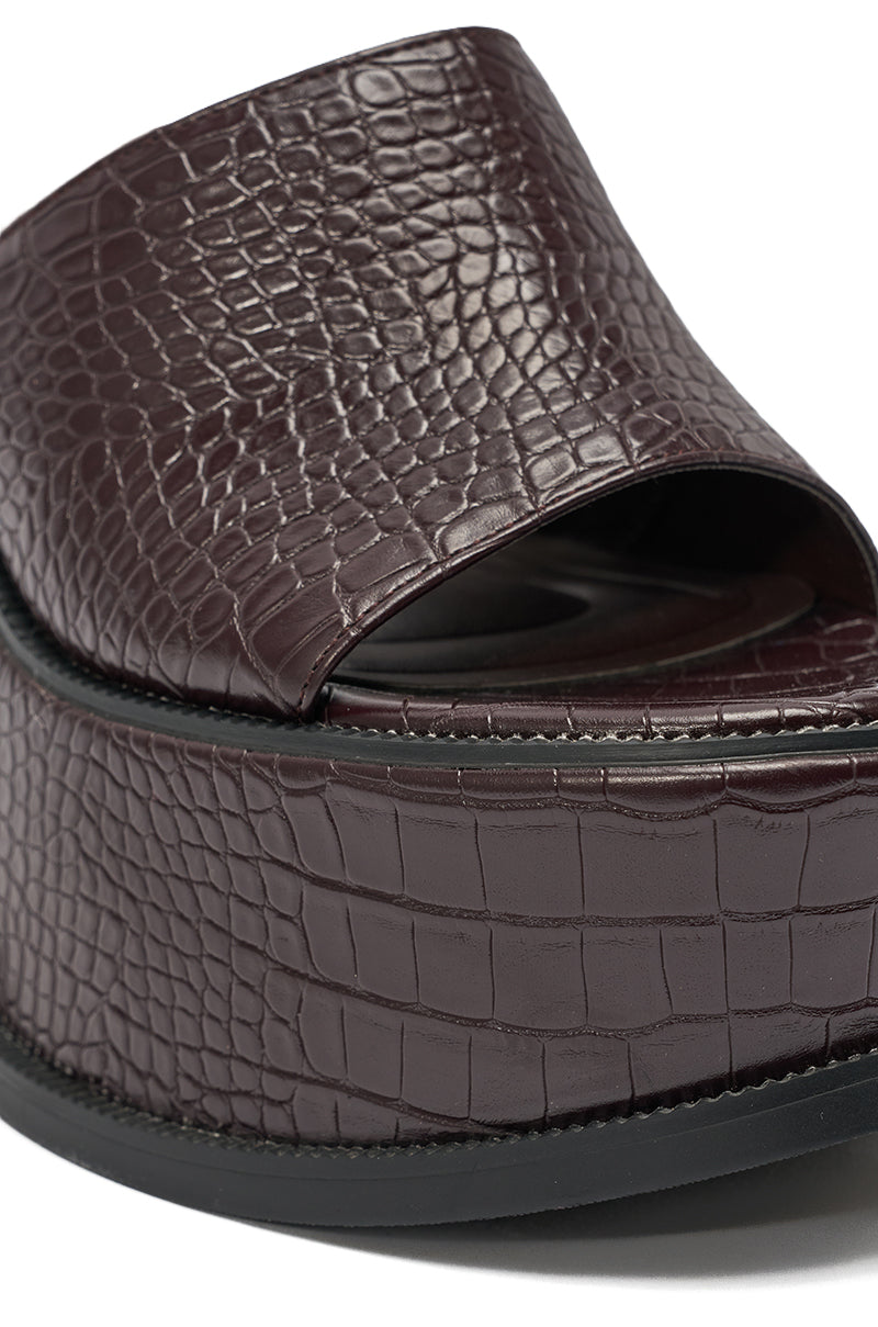 AZALEA WANG ANTEHLMINE BROWN CROC PLATFORM SANDAL