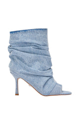 AZALEA WANG APEX DENIM RUCHED STILETTO BOOTIE