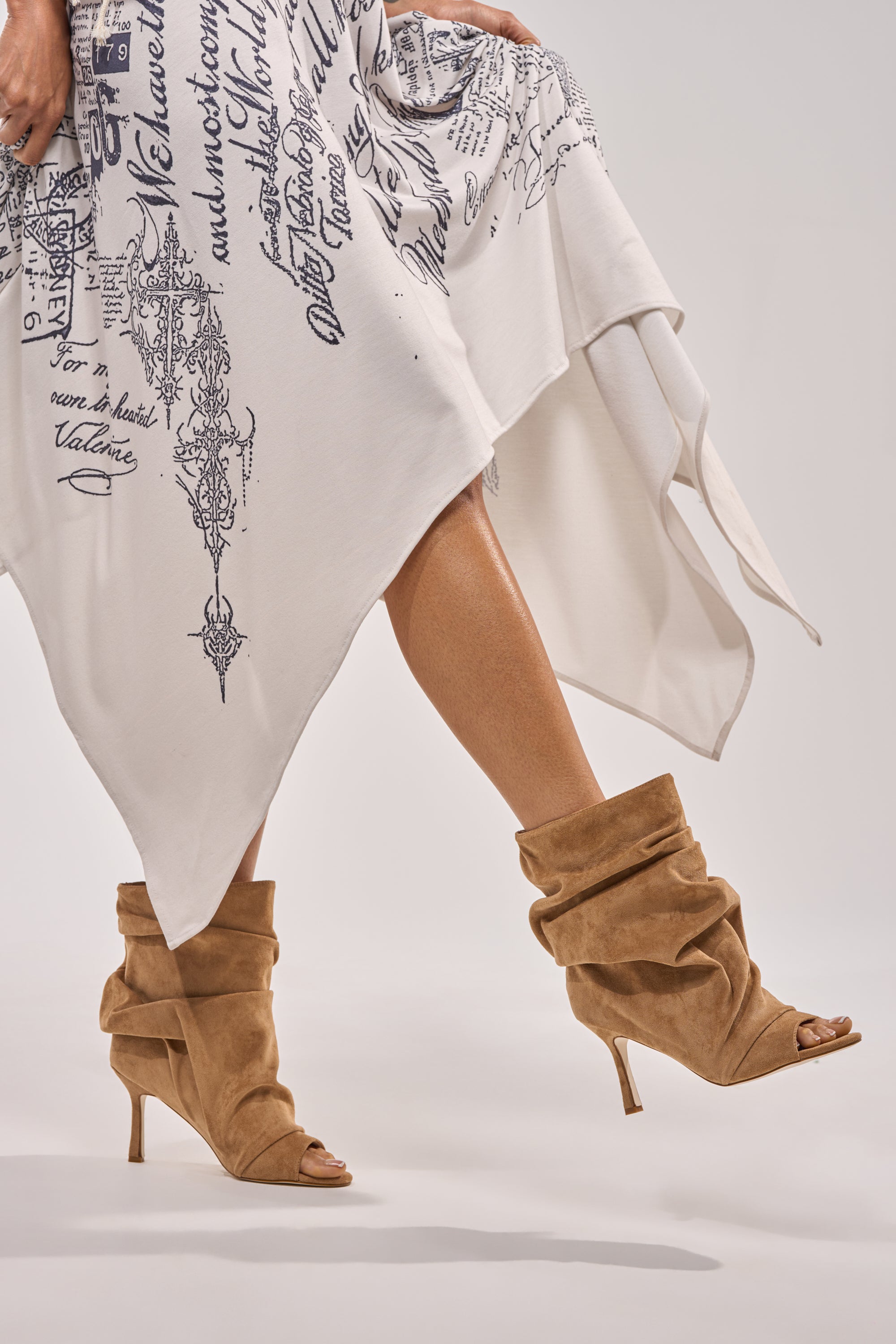 AZALEA WANG APEX LIGHT BROWN FAUX SUEDE OPEN TOE BOOTIE