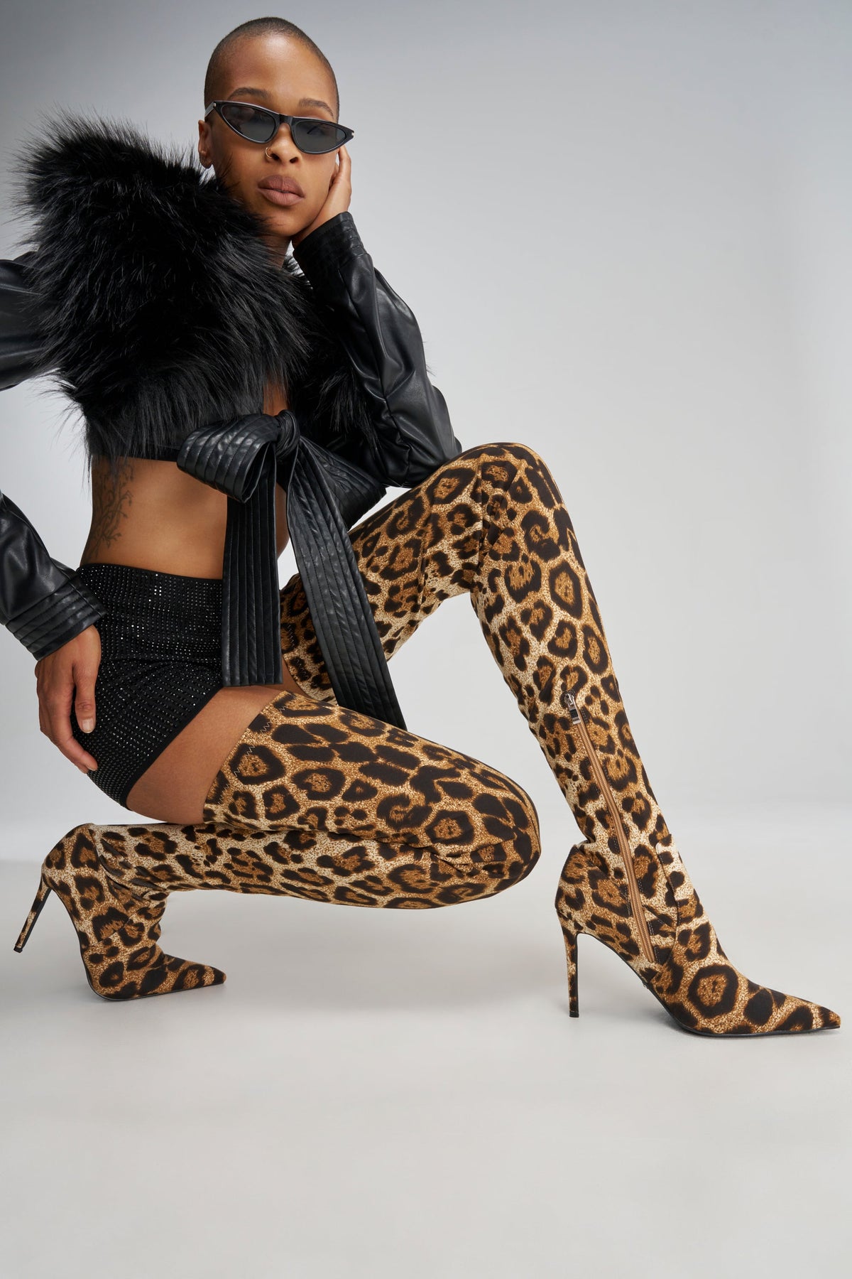 AZALEA WANG AVENOIR LEOPARD THIGH HIGH STILETTO BOOT