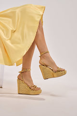 AZALEA WANG AVENY GOLD STRAP ROUND TOE WEDGE SANDAL