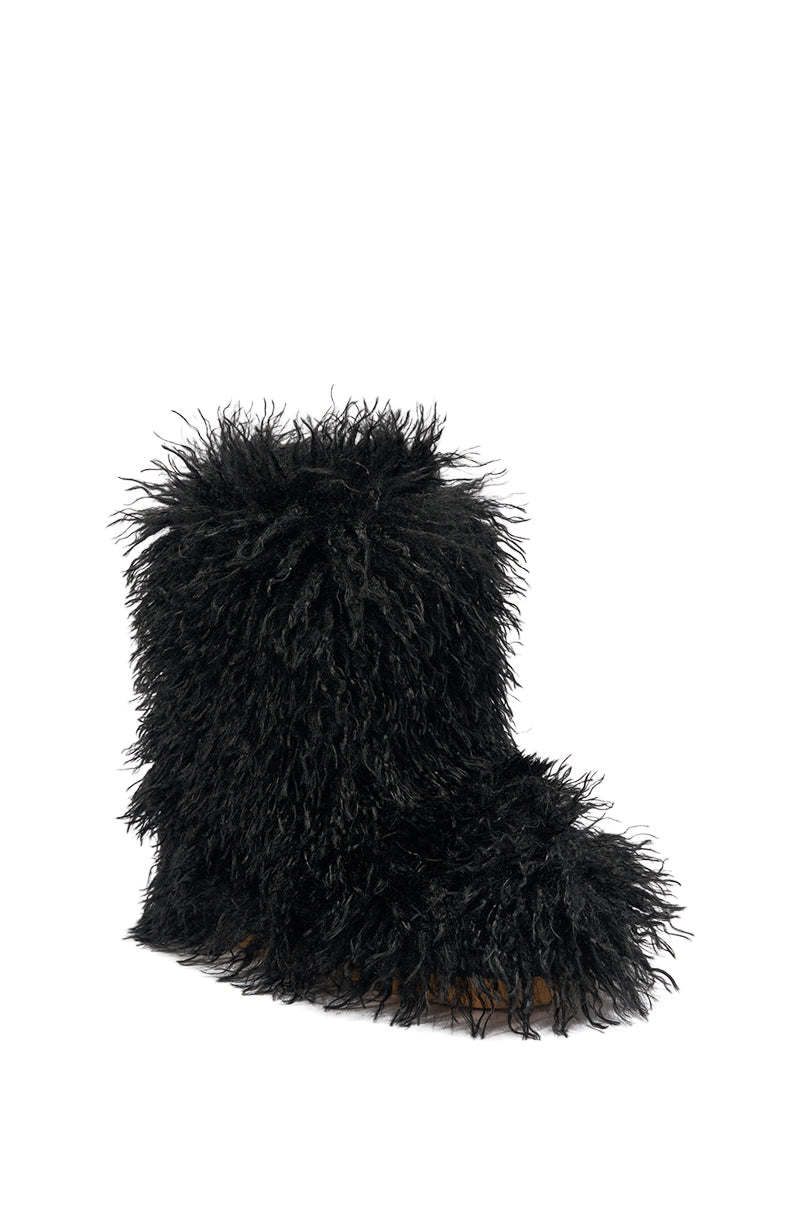 AZALEA WANG AZAD BLACK MOHAIR FLAT BOOTIE