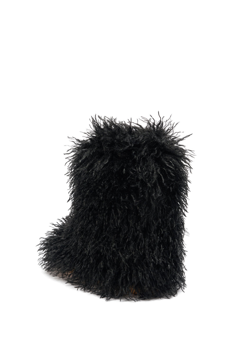 AZALEA WANG AZAD BLACK MOHAIR FLAT BOOTIE