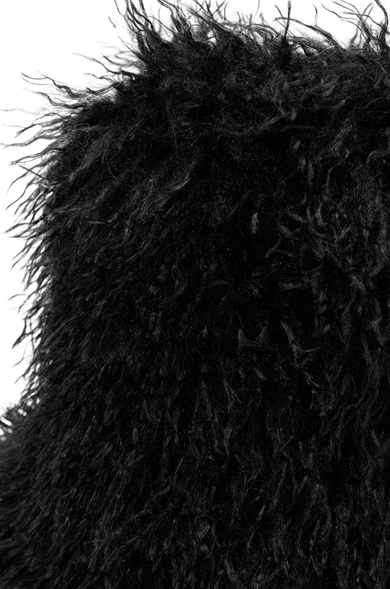 AZALEA WANG AZAD BLACK MOHAIR FLAT BOOTIE