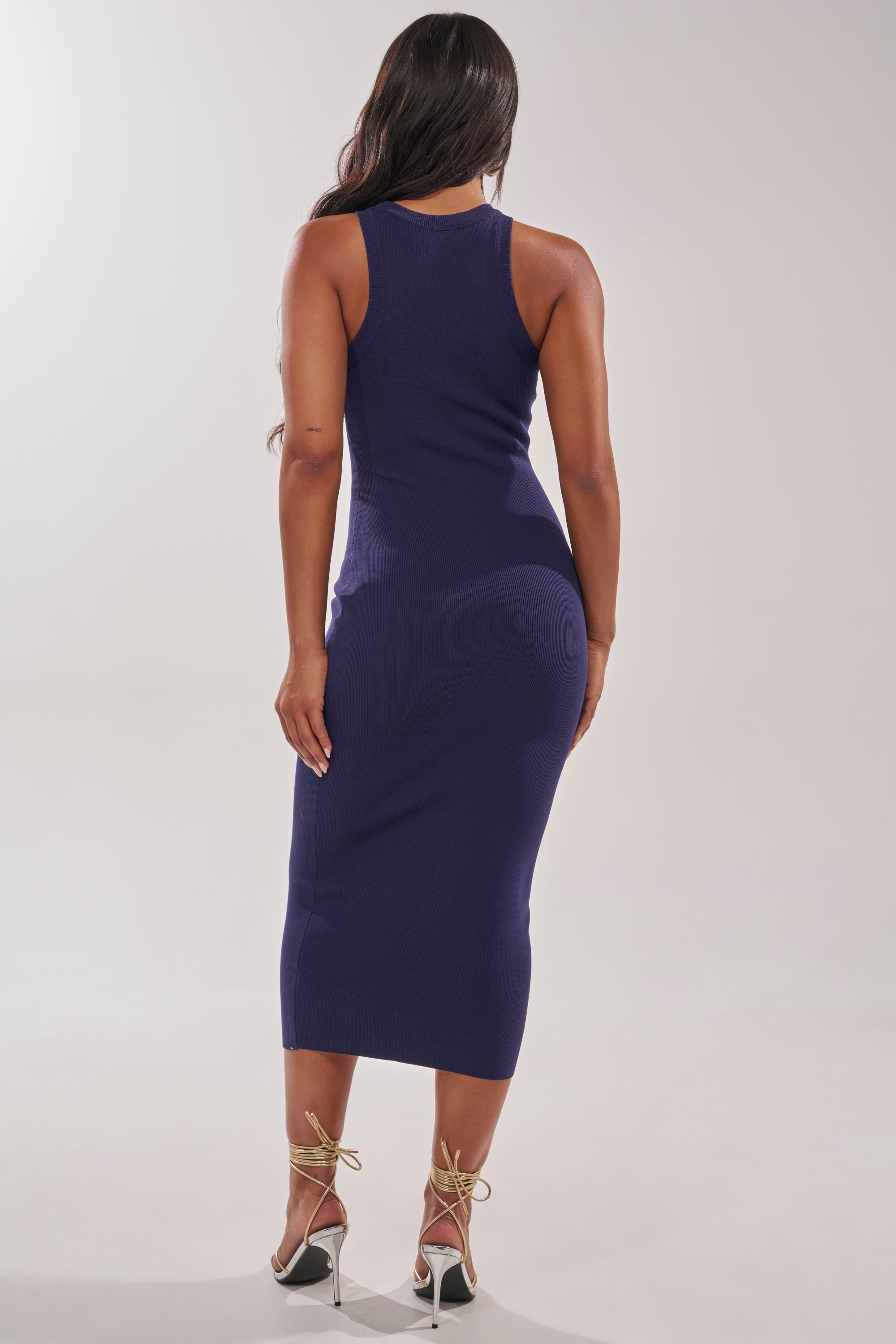 CUTIE PIE KNIT MIDI DRESS IN NAVY