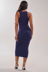 CUTIE PIE KNIT MIDI DRESS IN NAVY