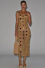 HOT GIRL AGENDA SEQUIN CROCHET MIDI DRESS