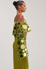 RESORT VIBES CROCHET CROP LONG SLEEVE IN CHARTREUSE