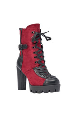 AZALEA WANG BARRINGTON BURGUNDY COLOR BLOCKED SPORTY CHUNKY BOOTIE