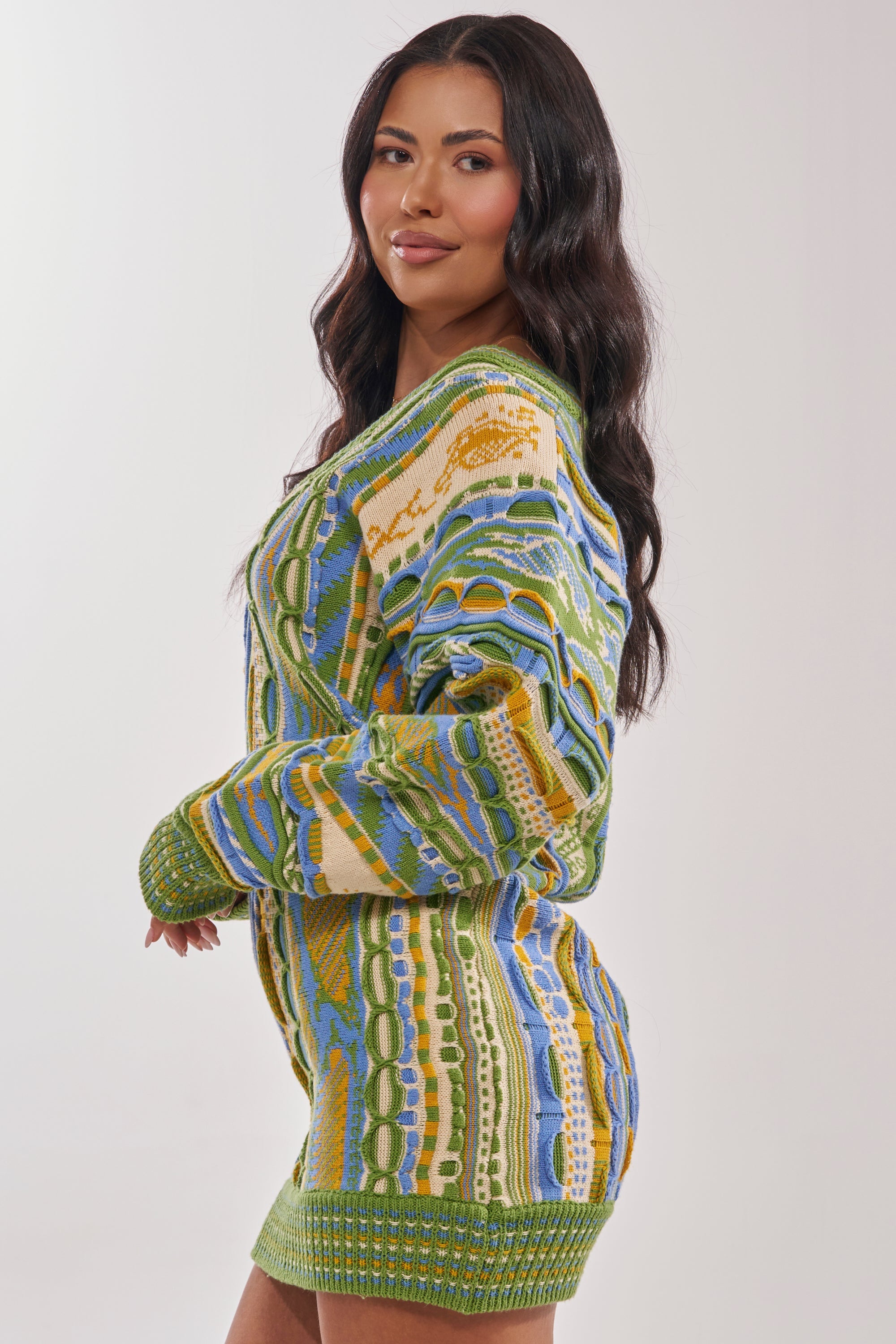 FEELIN COZY V-NECK SWEATER DRESS