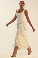 ROGUE HEART KNIT FRINGE MAXI DRESS
