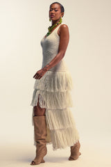ROGUE HEART KNIT FRINGE MAXI DRESS