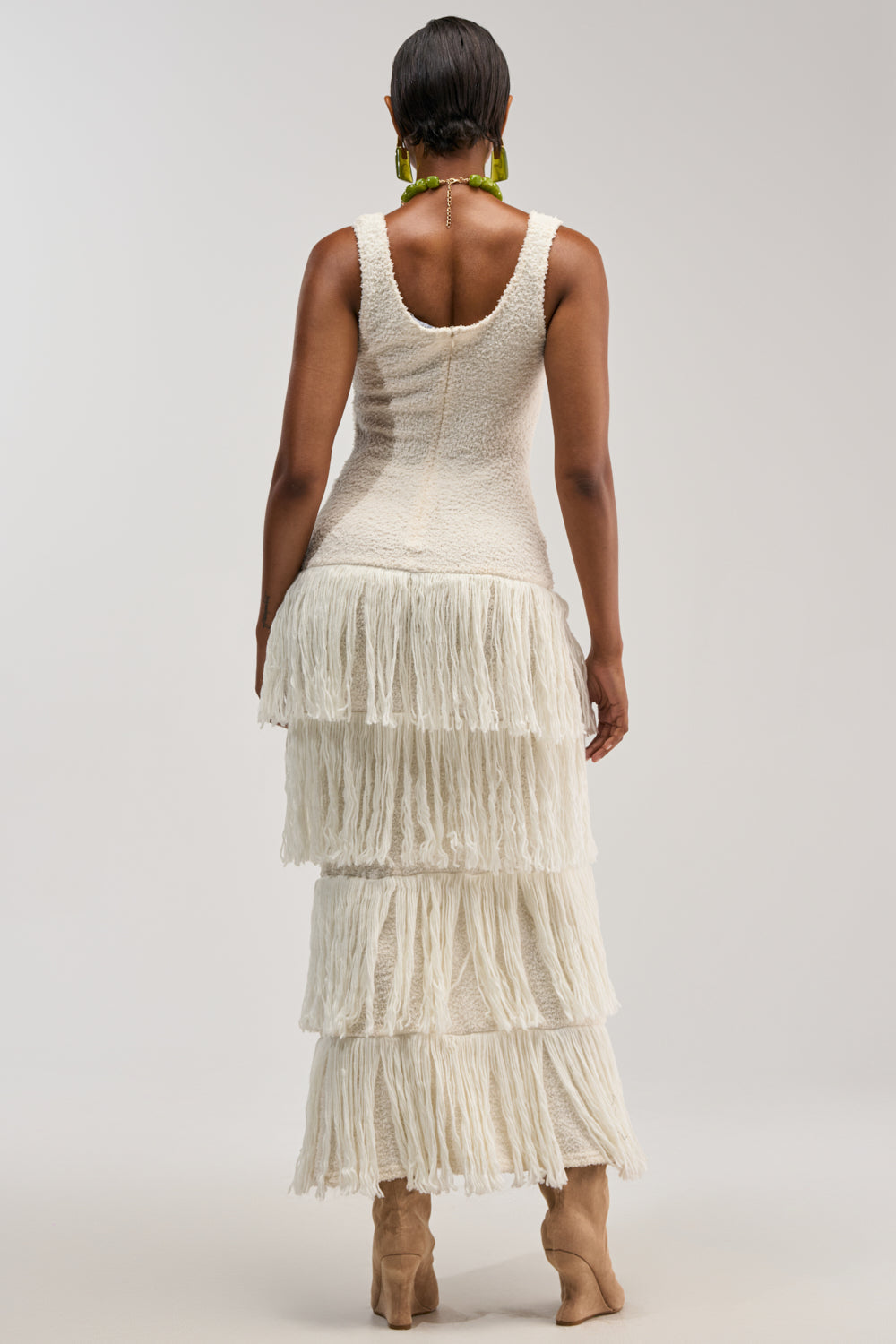 ROGUE HEART KNIT FRINGE MAXI DRESS